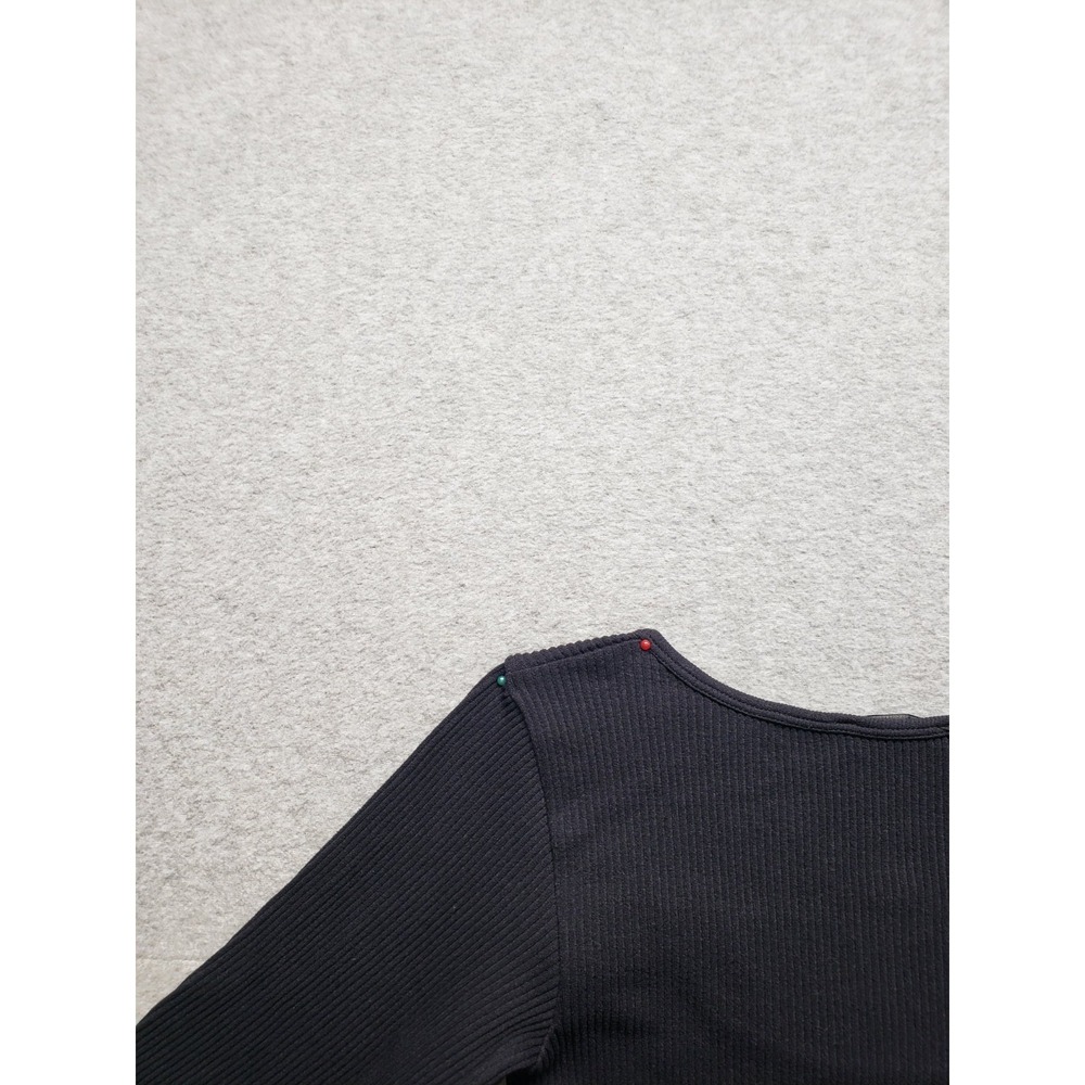 Zara Women Cropped Top XS Black Scoop Neck Long Sleeve Pullover Slim Logo Casual - Picture 9 of 16